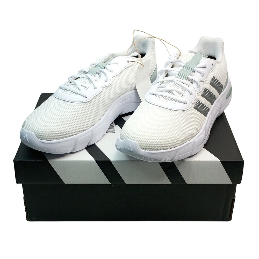 Adidas Cloudfoam Flex Laces Running Shoes Women Size 11 White Silver JS4891